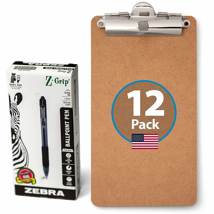 Officemate Memo/Receipt-Sized Clipboards with Zebra Pens (83157)
