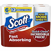Scott Choose-a-Size Mega Kitchen Roll Paper Towels, 1-Ply, 108/Roll, 6 Rolls/Pack, 4 Packs/Carton (56668)