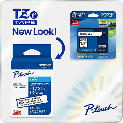 Brother Genuine P-touch TZeN201 BK on WHT Narrow Non-Laminated Label Tape, 3.5mmX8m (TZEN201G)
