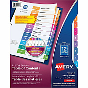 Avery Ready Index Table of Content Dividers for Laser and Inkjet Printers, 12 tabs (AVE11141)