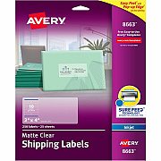 Avery Shipping Labels, Sure Feed, 2" x 4" , 100 Clear Labels (18663)