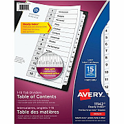 Avery Ready Index Table of Content Dividers for Laser and Inkjet Printers, 15 tabs (AVE11142)