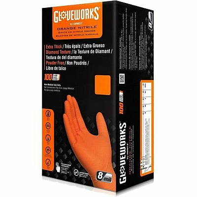 GloveWorks by AMMEX GloveWorks by AMMEX Industrial RDT Powder-Free Nitrile Gloves (GWON42100)