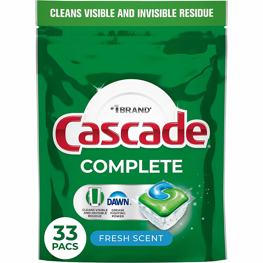 Cascade Complete ActionPacs, Fresh Scent, 17.6 oz Bag, 33 Pacs/Bag, 4 Bags/Carton (15518)
