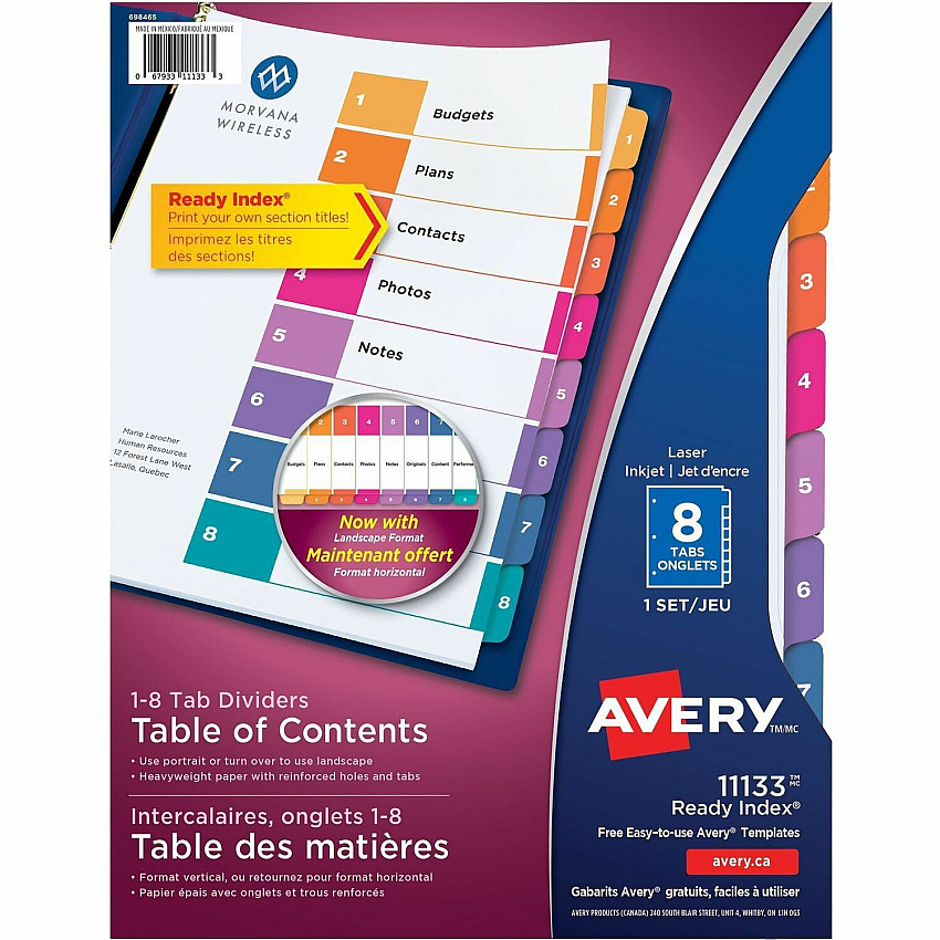 Avery Ready Index Table of Content Dividersfor Laser and Inkjet Printers (AVE11133)