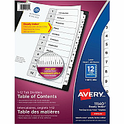 Avery Ready Index Table of Content Dividers for Laser and Inkjet Printers, 12 tabs (AVE11140)