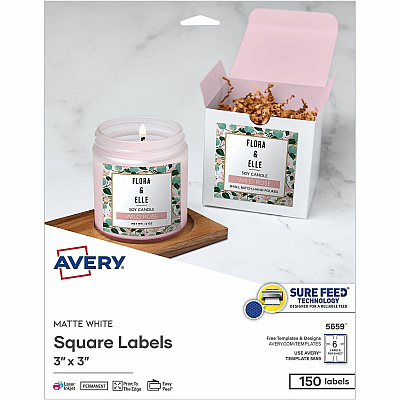 Avery Matte White 3"x3" Square Labels (05659)