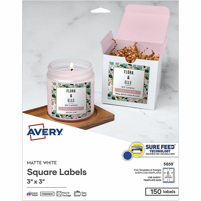 Avery Matte White 3"x3" Square Labels (05659)
