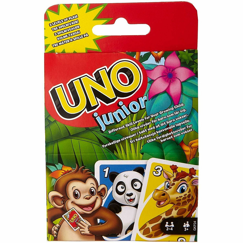 UNO Junior Card Game For Kids With Simple Rules & Animal Matching For 2-4 Player (GKF04)