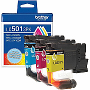 Brother LC501 3PK Original Standard Yield Inkjet Ink Cartridge - Cyan, Magenta, Yellow - 3 / Pack (LC5013PKS)