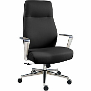 Lorell Fuerte Executive/Conference High-Back Chair with Polished Aluminum Arms (63305)