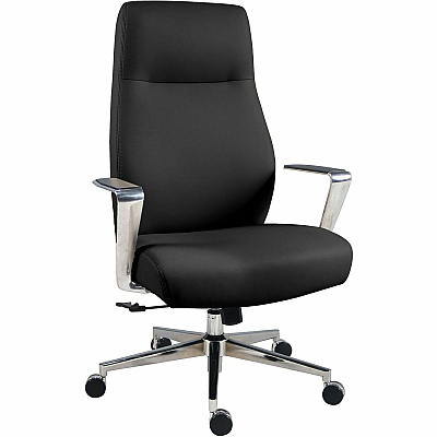 Lorell Fuerte Executive/Conference High-Back Chair with Polished Aluminum Arms (63305)