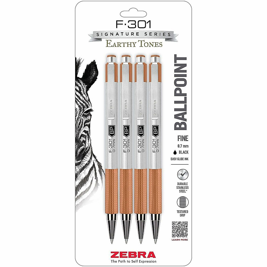 Zebra F-301 EarthyTones Retractable Ballpoint Pens (27294)