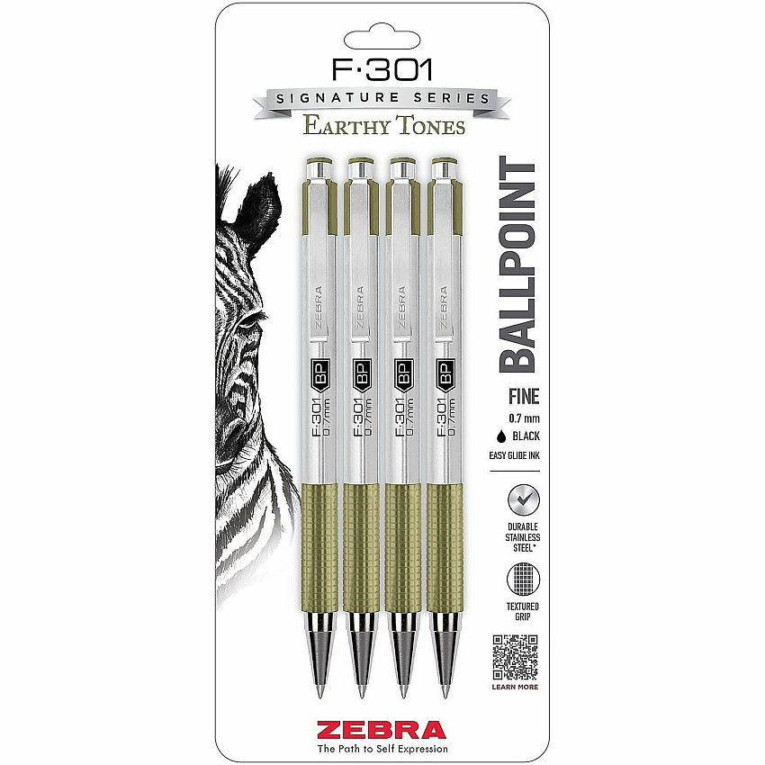 Zebra F-301 EarthyTones Retractable Ballpoint Pens (27244)