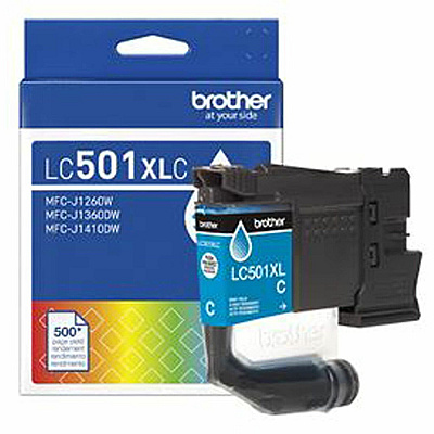 Brother LC501XLC Original High Yield Inkjet Ink Cartridge - Cyan - 1 Each (LC501XLCS)