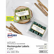 Avery Matte White Labels With Gold Borders (06507)