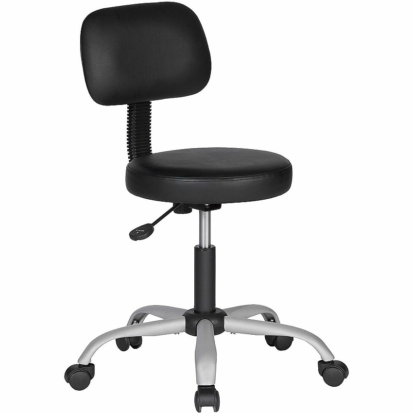 NuSparc Anti-Microbial PVC Stool with Seat Back (FCH204VNBK)