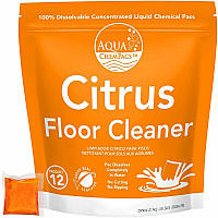 Diversey Aqua ChemPacs Citrus Floor Cleaner, Citrus Scent, 100 ChemPacs/Pack (9320930)
