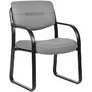 BOSS Leather Sled-Base Side Chair (9529GY)