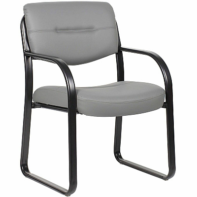 BOSS Leather Sled-Base Side Chair (9529GY)