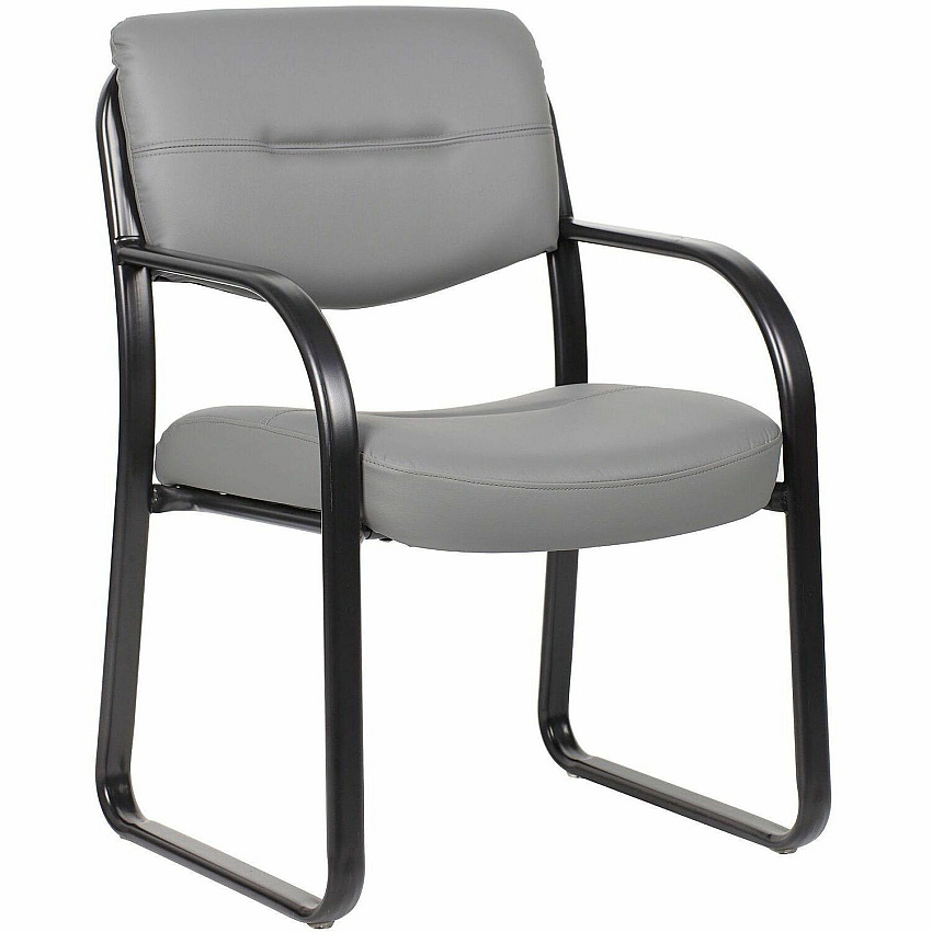 BOSS Leather Sled-Base Side Chair (9529GY)