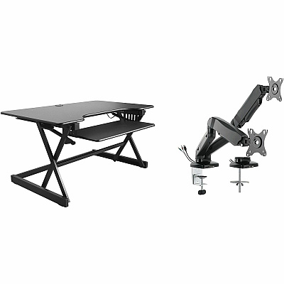 Rocelco R DADBR-40 Height-Adjustable Sit-to-Standing Desk Riser (RDADRB40MA2)