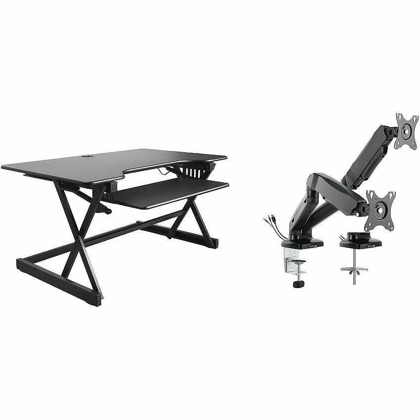 Rocelco R DADBR-40 Height-Adjustable Sit-to-Standing Desk Riser (RDADRB40MA2)