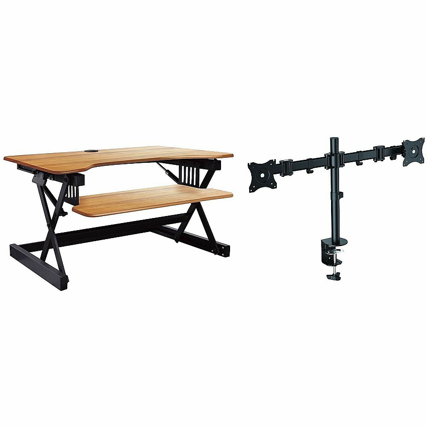 Rocelco R DADTR-40 Height-Adjustable Sit-to-Standing Desk Riser (RDADRT40DM2)