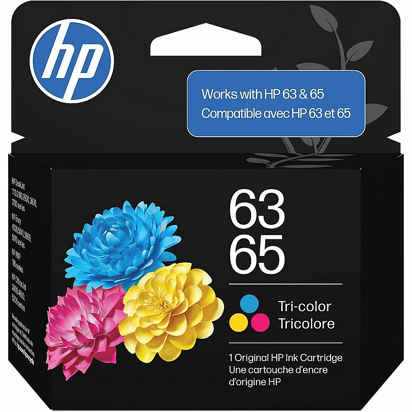 HP 63/65 Original Standard Yield Inkjet Ink Cartridge - Tri-color Pack (B7RT2AN)