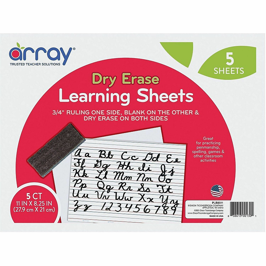 Array 2-Sided Dry-Erase Learning Sheets (PLB8511)