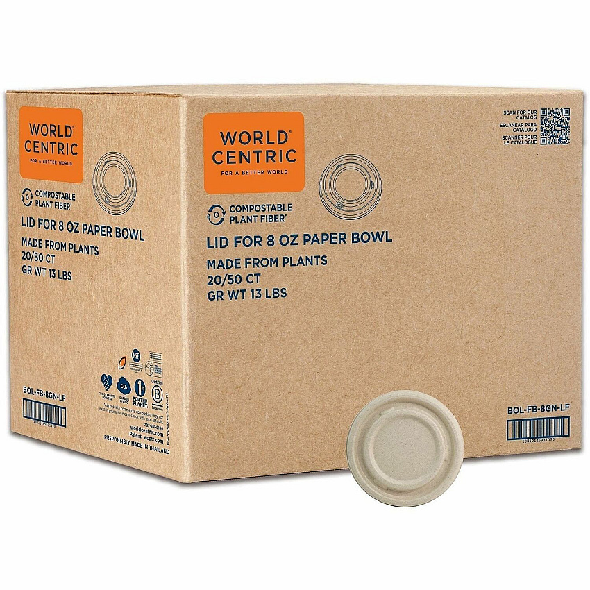 World Centric Compostable Fiber Lids (BOLFB8GNLF)