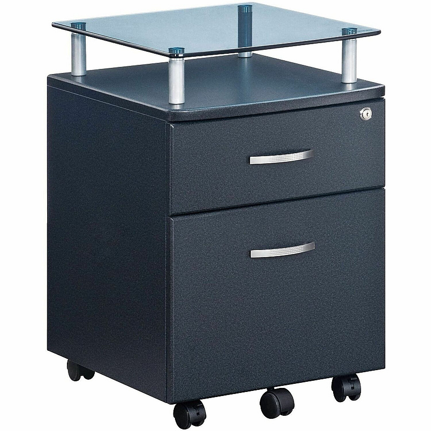 Techni Mobili Rolling Glass-Top Filing Cabinet (S06GPH06)