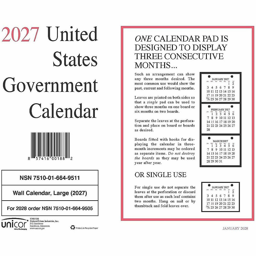 Unicor Monthly Wall Calendar (6649511)