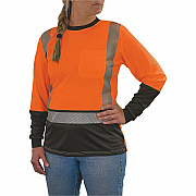 ergodyne Women's Performance Hi-Vis Long Sleeve T-Shirt - Type R, Class 2, Black Bottom (22345)