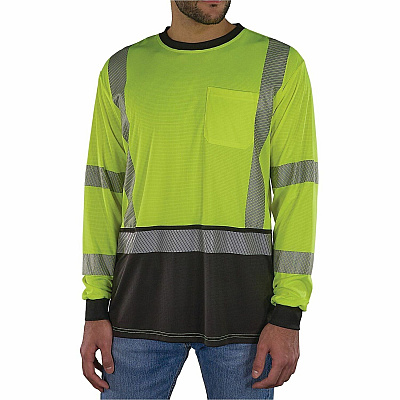 ergodyne Performance Hi-Vis Long Sleeve T-Shirt - Type R, Class 3, Black Bottom (22298)