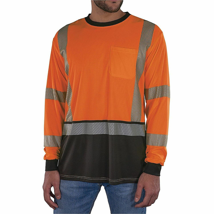 ergodyne Performance Hi-Vis Long Sleeve T-Shirt - Type R, Class 3, Black Bottom (22309)