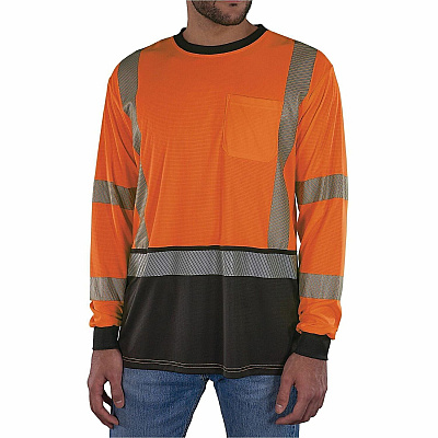 ergodyne Performance Hi-Vis Long Sleeve T-Shirt - Type R, Class 3, Black Bottom (22305)