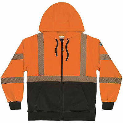 ergodyne GloWear 8318BK Hi-Vis Hooded Zip-Up Sweatshirt (23075)