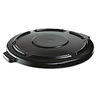 Rubbermaid Commercial BRUTE Self-Draining Flat Top Lids, 24.5" dia x 1.5h, Black (RCP264560BLA)