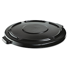 Rubbermaid Commercial BRUTE Self-Draining Flat Top Lids, 24.5" dia x 1.5h, Black (RCP264560BLA)