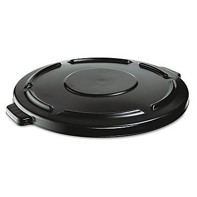 Rubbermaid Commercial BRUTE Self-Draining Flat Top Lids, 24.5" dia x 1.5h, Black (RCP264560BLA)