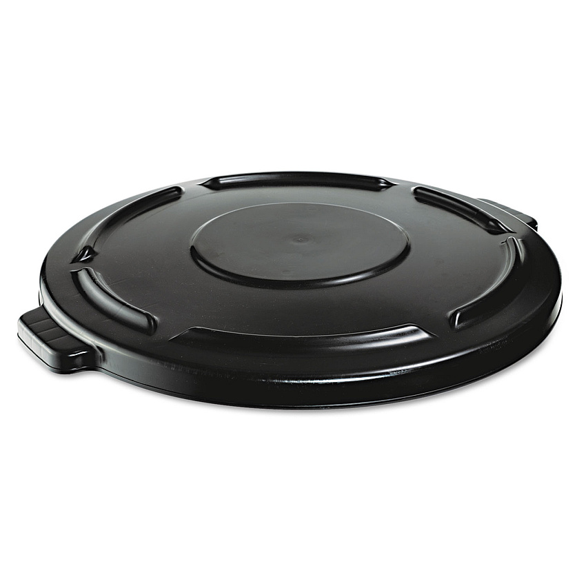 Rubbermaid Commercial BRUTE Self-Draining Flat Top Lids, 24.5" dia x 1.5h, Black (RCP264560BLA)