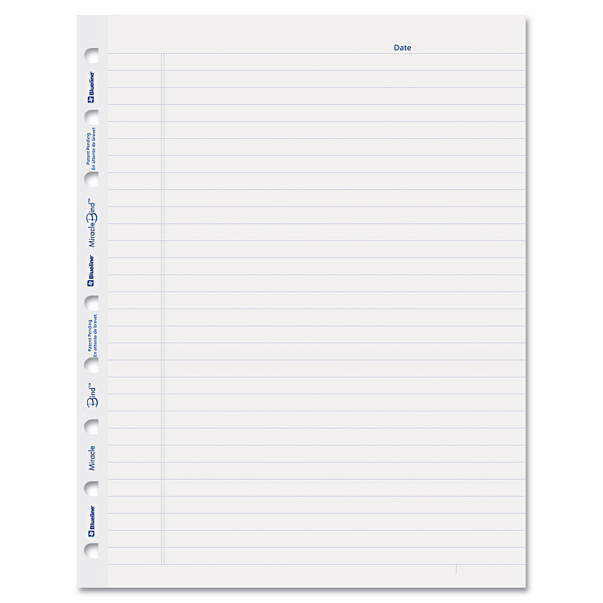 Blueline MiracleBind Ruled Paper Refill Sheets for all MiracleBind Notebooks and Planners, 9.25 x 7.25, White/Blue Sheets, Undated (REDAFR9050R)