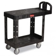 Rubbermaid Commercial Flat Shelf Utility Cart, Plastic, 2 Shelves, 500 lb Capacity, 19.19" x 37.88" x 33.33", Black (450500BK)