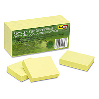 Redi-Tag 100% Recycled Self-Stick Notes, 1.5" x 2", Yellow, 100 Sheets/Pad, 12 Pads/Pack (RTG25700)