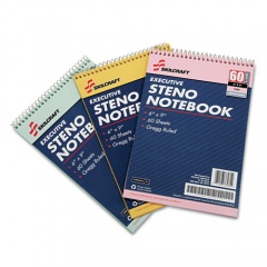 AbilityOne 7530014545702 SKILCRAFT Steno Pad, Gregg Rule, Assorted Cover Colors, 60 Assorted 6 x 9 Sheets, 3/Pack