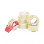 AbilityOne 7510015796873 SKILCRAFT Commercial Package Sealing Tape with Handheld Dispenser, 3" Core, 2" x 55 yds, Clear, 6/Pack