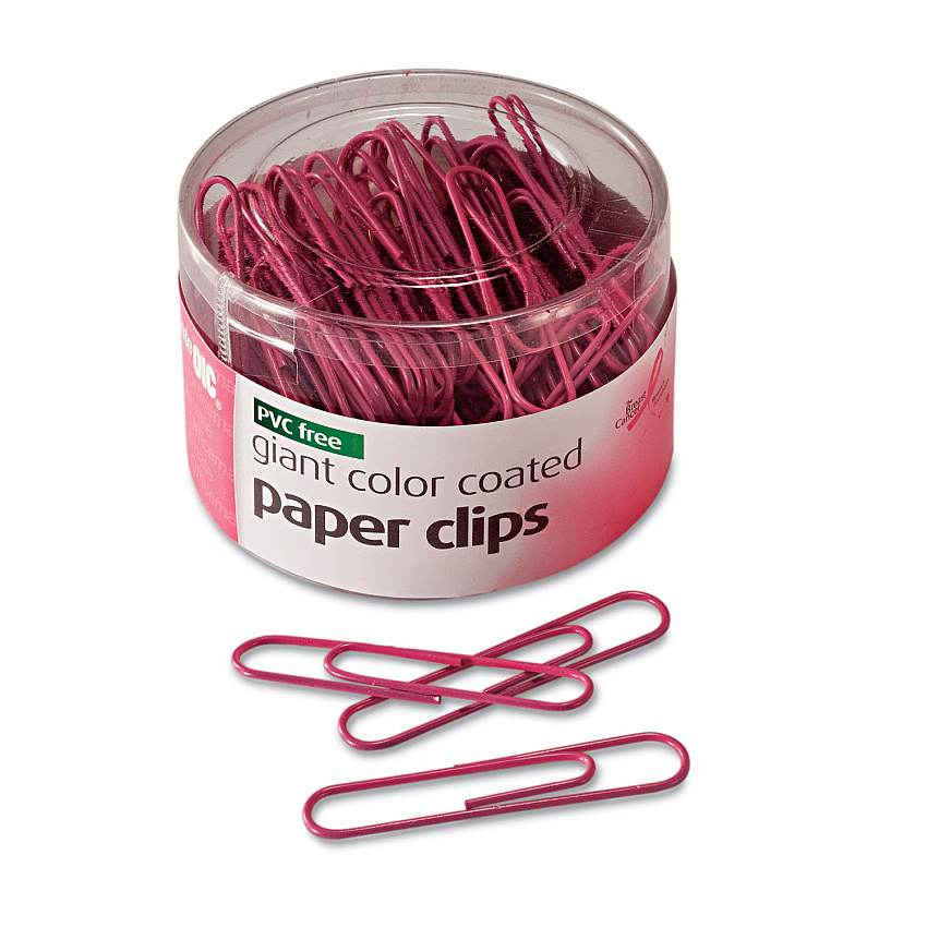Officemate Pink Coated Paper Clips, Giant, PET-Coated, Pink, 80/Pack (OIC08908)