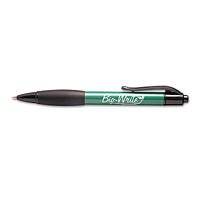 AbilityOne 7520015789307, SKILCRAFT Bio-Write Ballpoint Pen, Retractable, Medium 1 mm, Black Ink, Green Barrel, Dozen