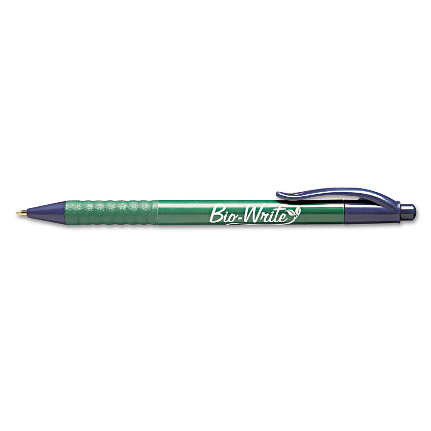 AbilityOne 7520015789301, SKILCRAFT Bio-Write Ballpoint Pen, Retractable, Medium 1 mm, Blue Ink, Green Barrel, Dozen